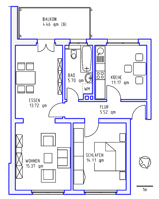 2 Zimmer, Küche, Bad, Balkon, 2.OG links - Photo 1