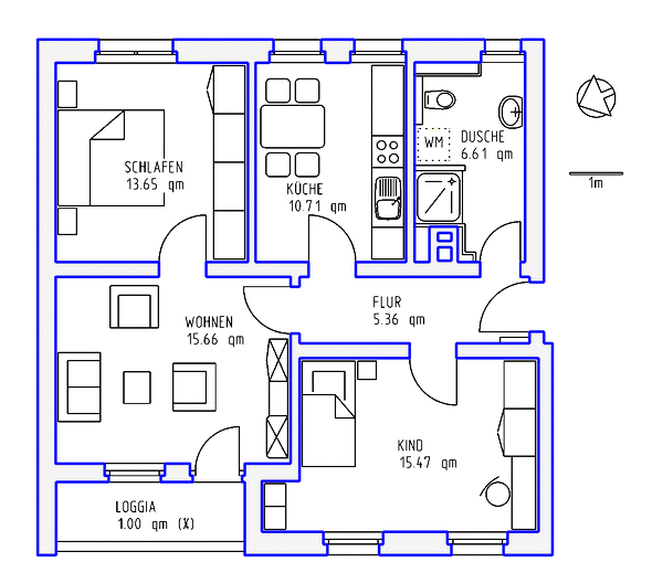 3 Zimmer, Küche, Dusche, Loggia, Tiefgarage, EG links - Photo 2