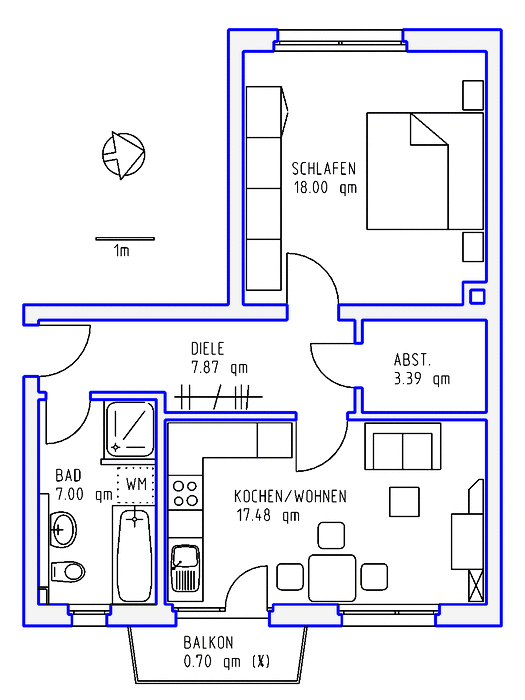 2 Zimmer, Kochnische, Bad, Balkon, 4.OG rechts - Foto 3