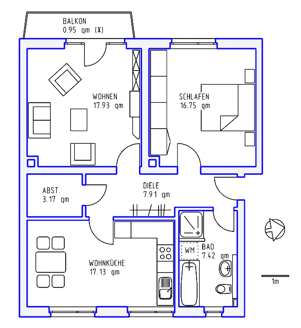 2 Zimmer, Küche, Bad, Balkon, 4.OG links - Photo 3