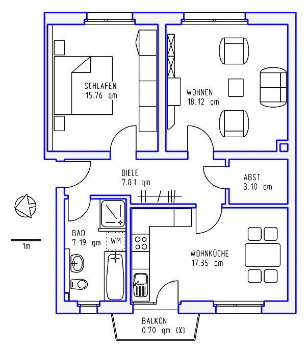 2 Zimmer, Küche, Bad, Balkon, 3.OG rechts - Photo 2