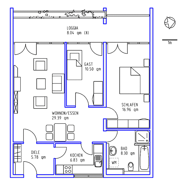 3 Zimmer, Küche, Bad, Loggia, Aufzug, (Tief)garage/Stellplatz, 5. Ebene - Photo 3