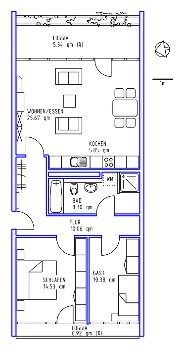 3 Zimmer, Küche, Bad, 2 Loggien, Aufzug, Tiefgarage, 5. Ebene - Foto 1