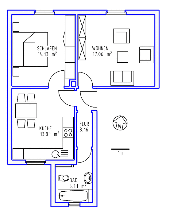 2 Zimmer, Küche, Bad, 2.OG links - Foto 2