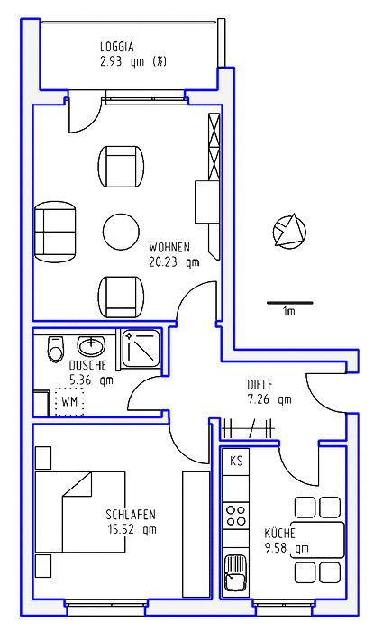 2 Zimmer, Küche, Dusche, Loggia, (Tief)garage/Stellplatz, 3.OG links - Foto 1