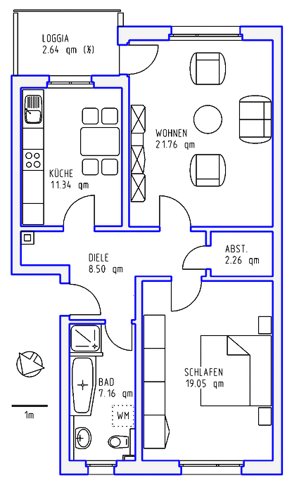 2 Zimmer, Küche, Bad, Loggia, 1.OG rechts - Photo 3